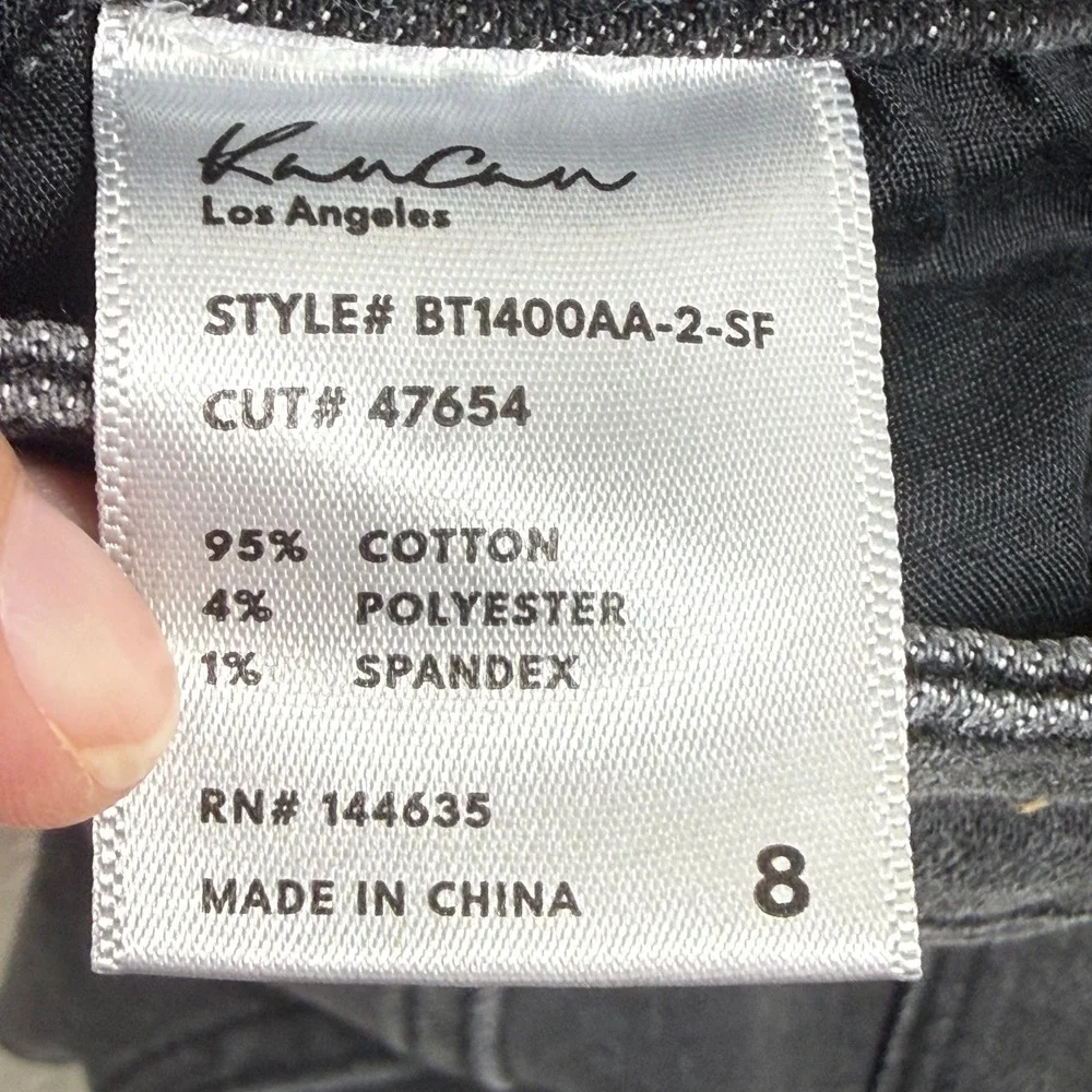 KanCan Womens Cargo Flare Jeans Faded Black Slit Hem BT1400AA-2-SF Sz 8